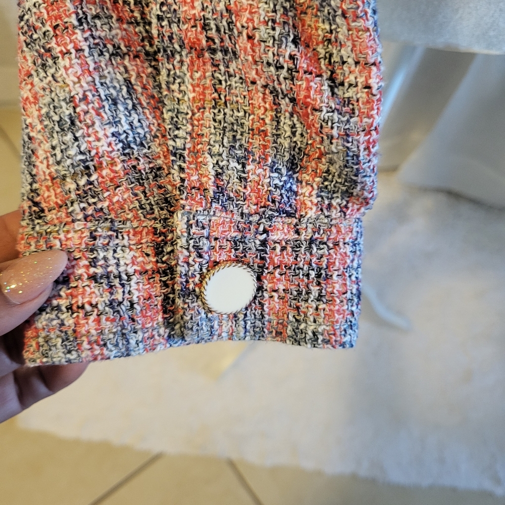 House Of Harlow 1960 Preppy Tweed Cropped Pearscen Button Blazer Size M, Blue - Picture 5 of 16